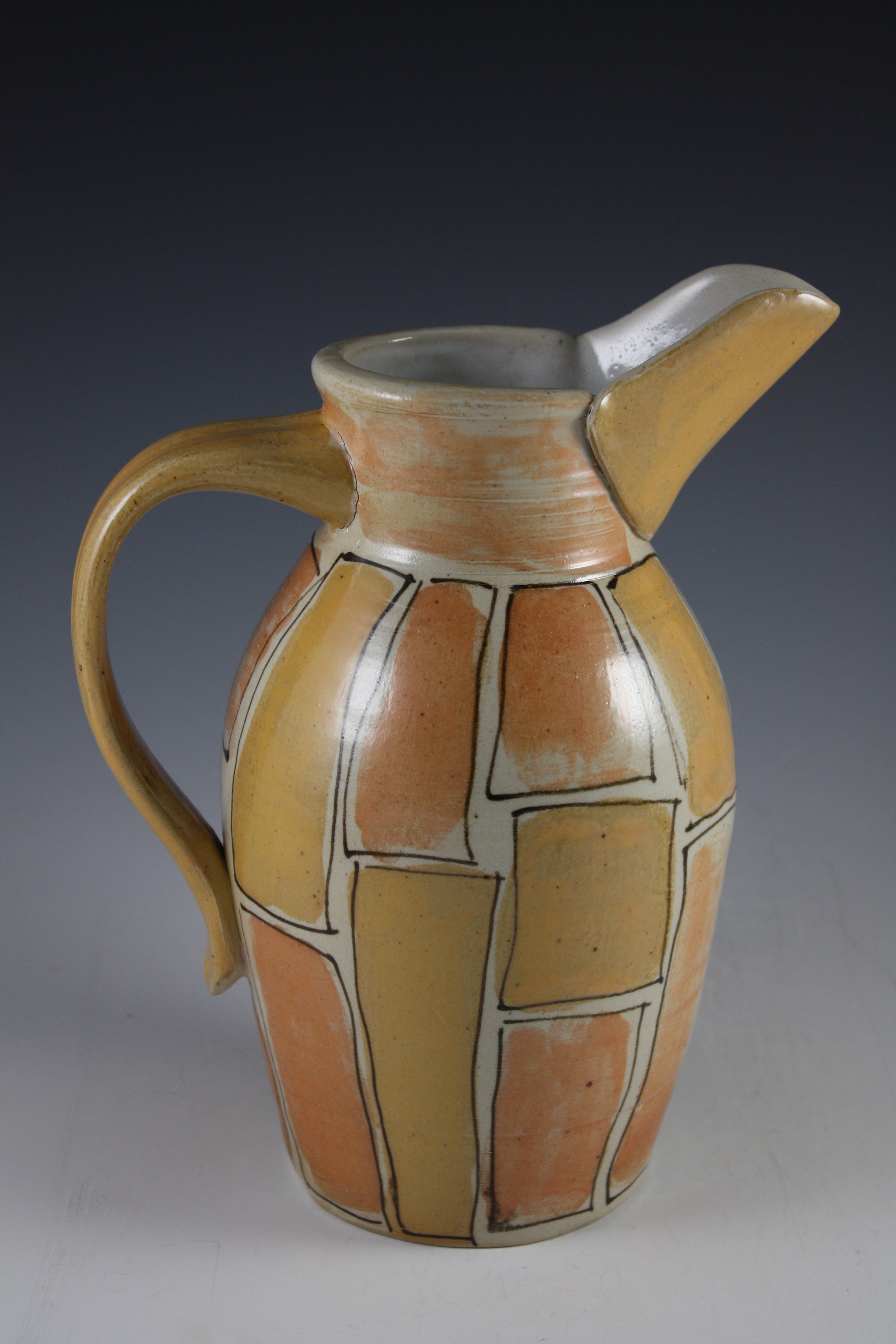 Beaked Pitcher with Rectangle Design