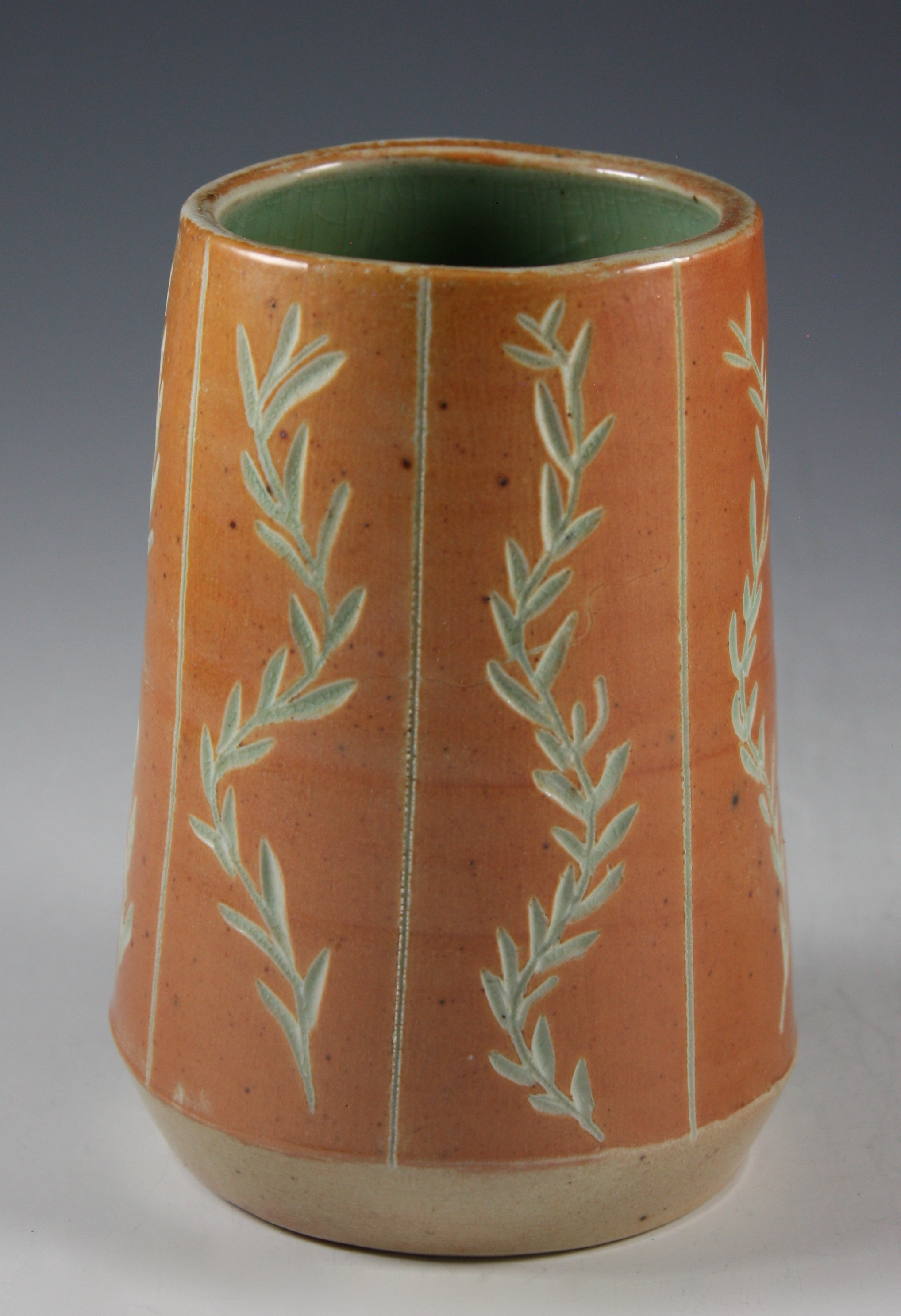 Small Vase with Carved Leaf Design