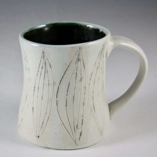 Porcelain Mug with Incised Black Slip Design 21-292