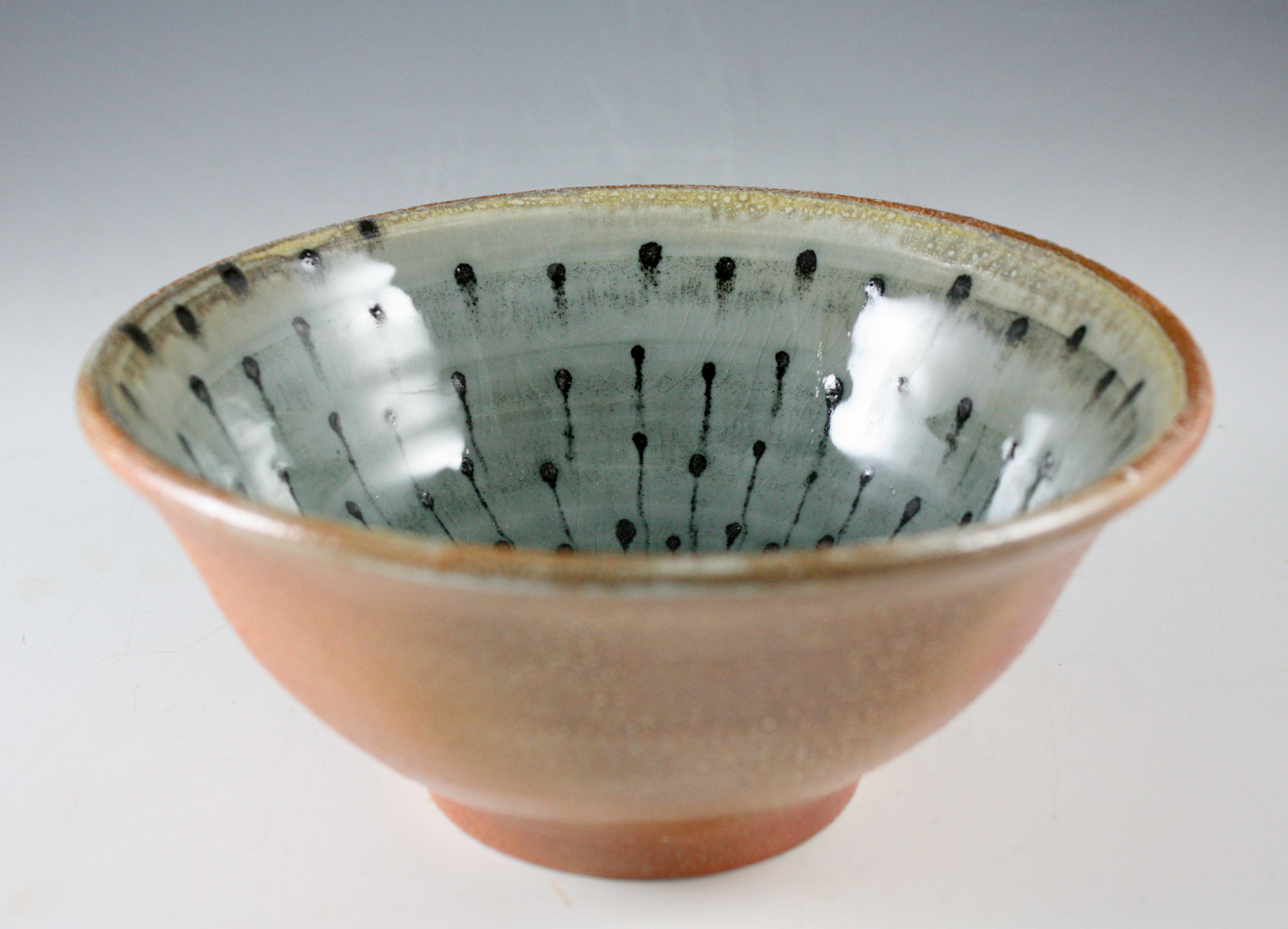 Serving Bowl with Steel Blue Celadon Interior and Black Slip Accent 21-309