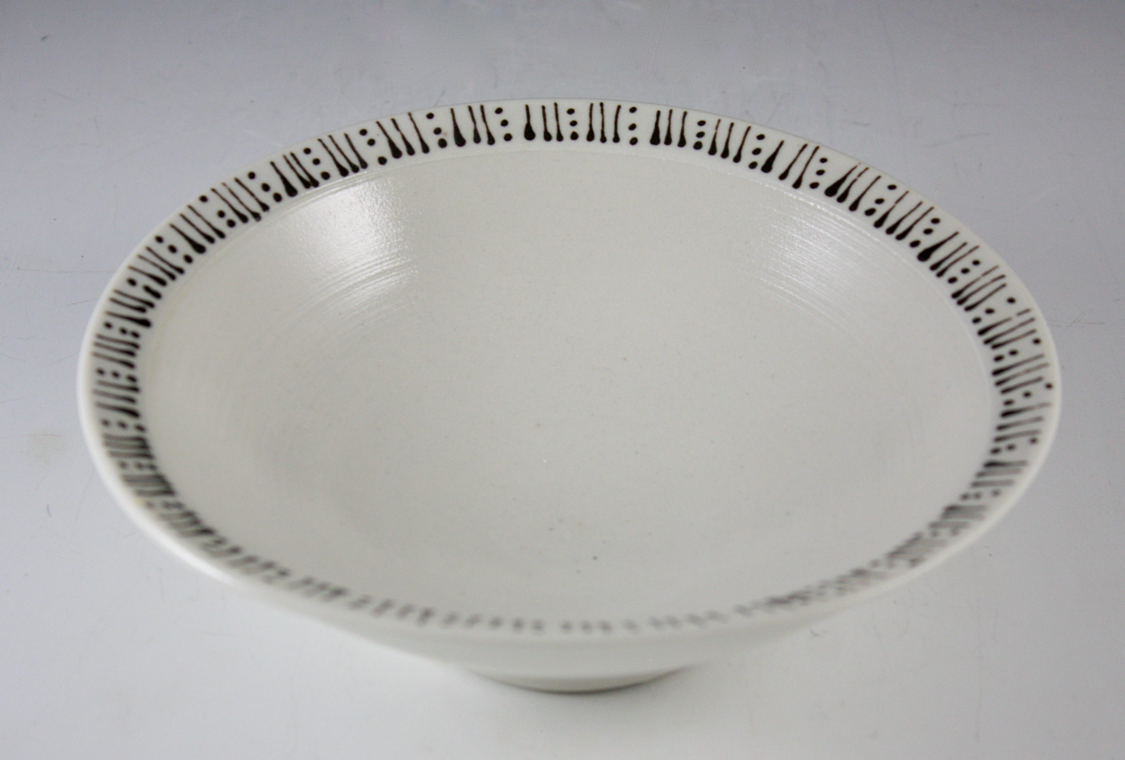 Porcelain Bowl with Black Dots & Dashes on Rim 21-312
