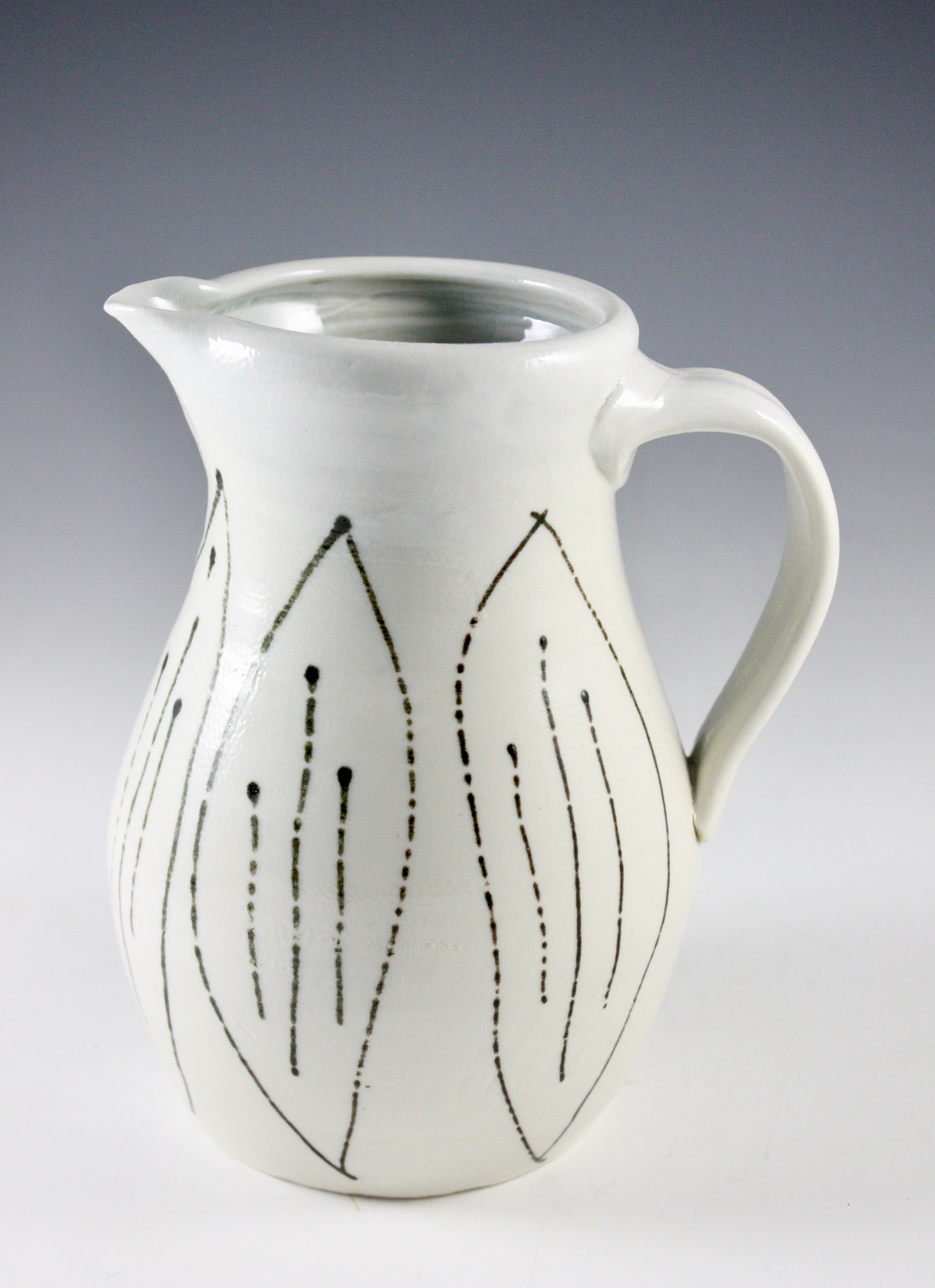 Porcelain Pitcher with Black Leaf Slip Decoration 21-322
