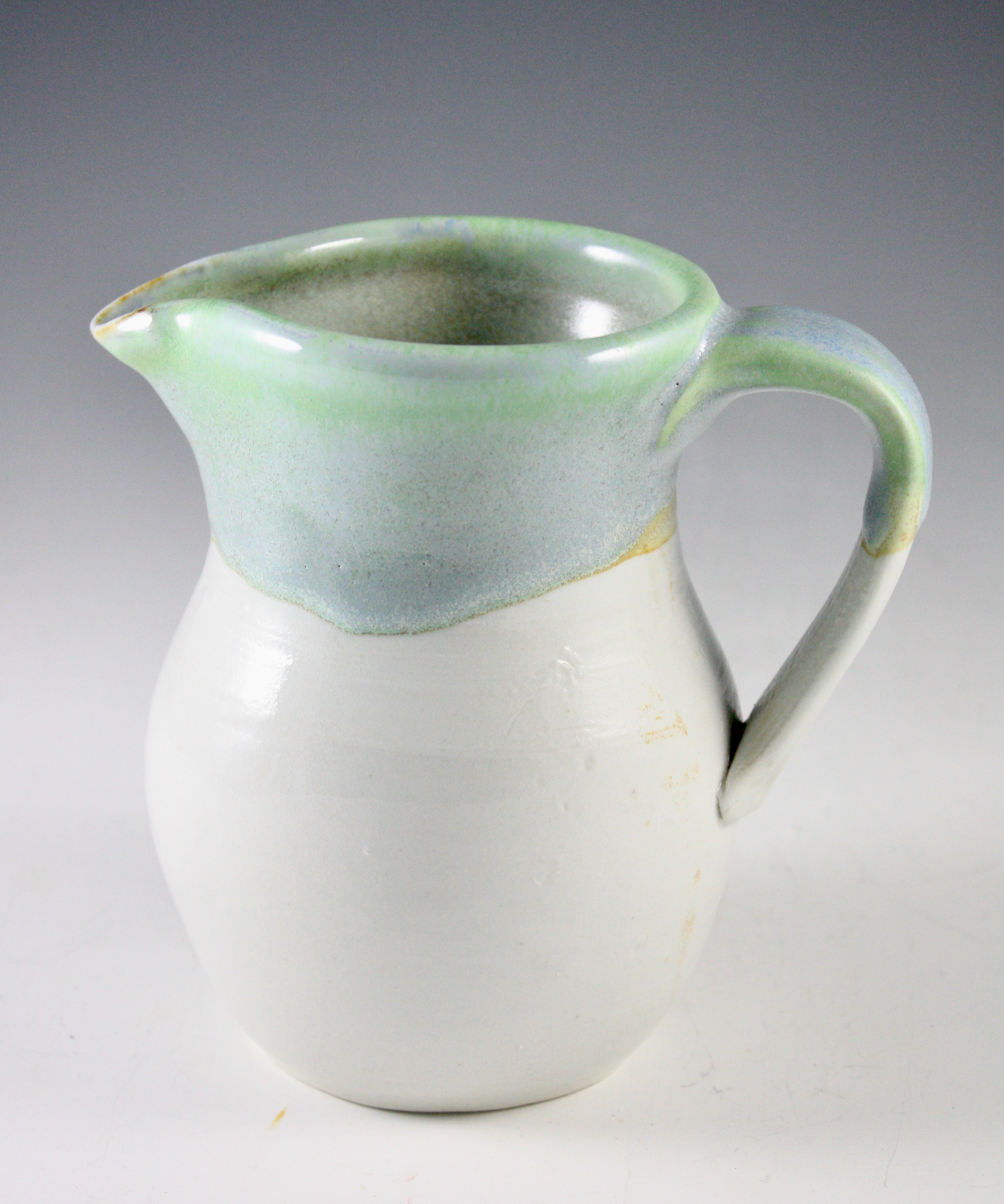 Porcelain Pitcher with Blue Green Rim 21-324