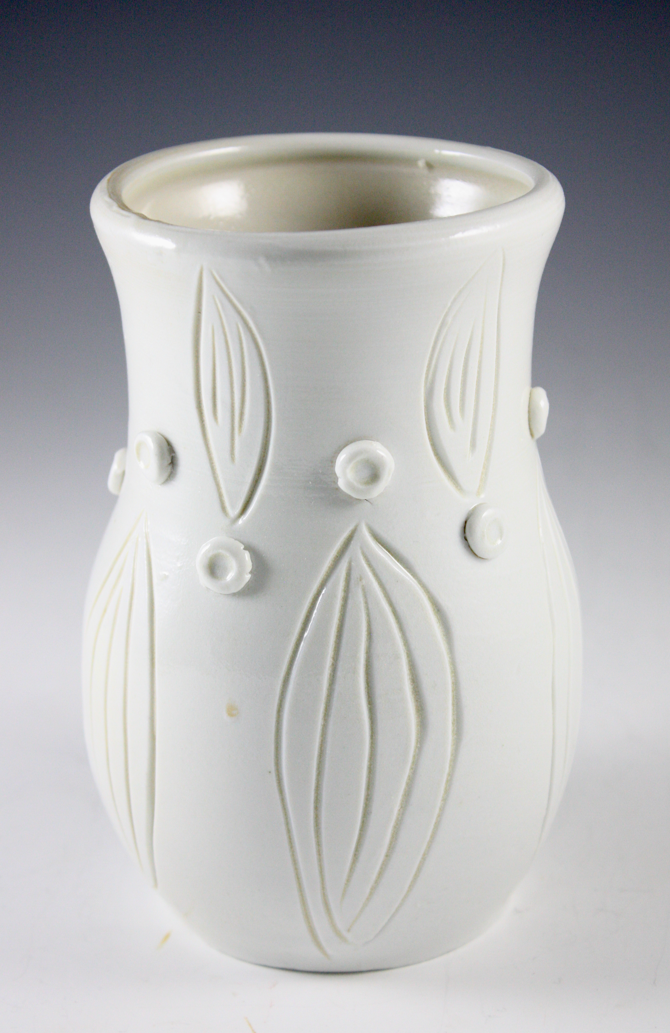 Carved Porcelain Vase with Button Decoration 21-325