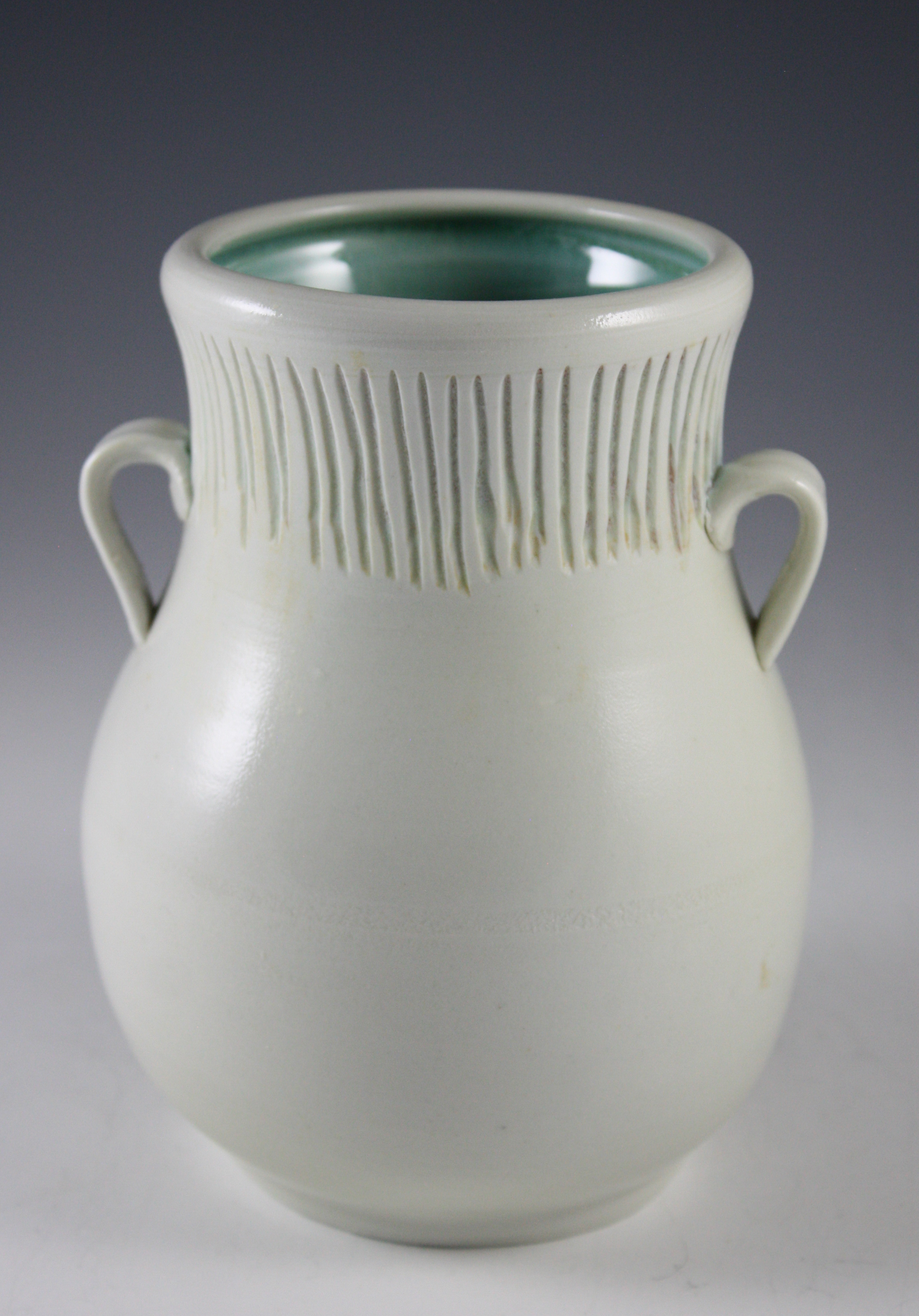 Porcelain Vase with Handles and Carved Neck 21-327